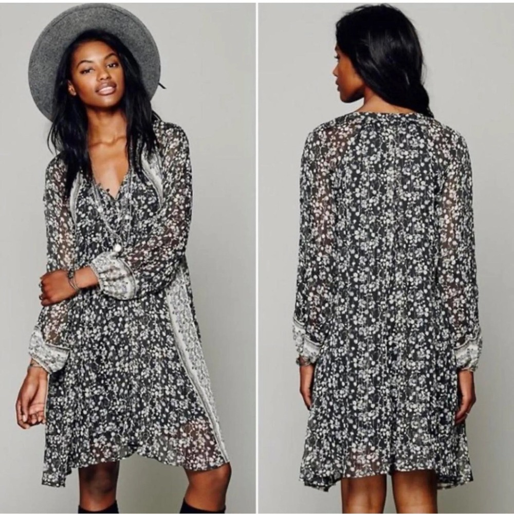 Free People Melody Laughter floral swing dress boho cottagecore small prariecore